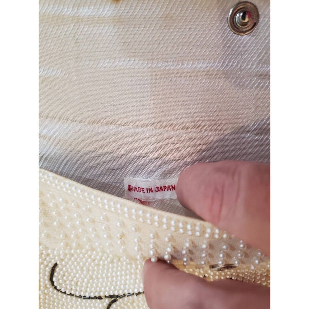 Emson Off-White Beaded Evening Wear Clutch Made in Japan Vintage - Picture 5 of 9